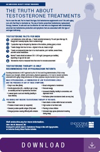Image of patient guide on the truth about testosterone treatments.
