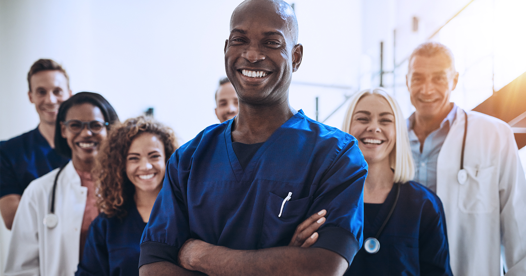 Multiple doctors smiling